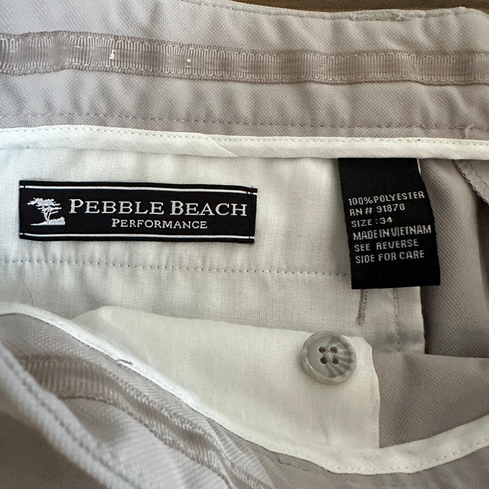 Men’s Pebble Beach Performance Flat Front Golf Shorts 34 Gray Classic - Picture 2 of 6